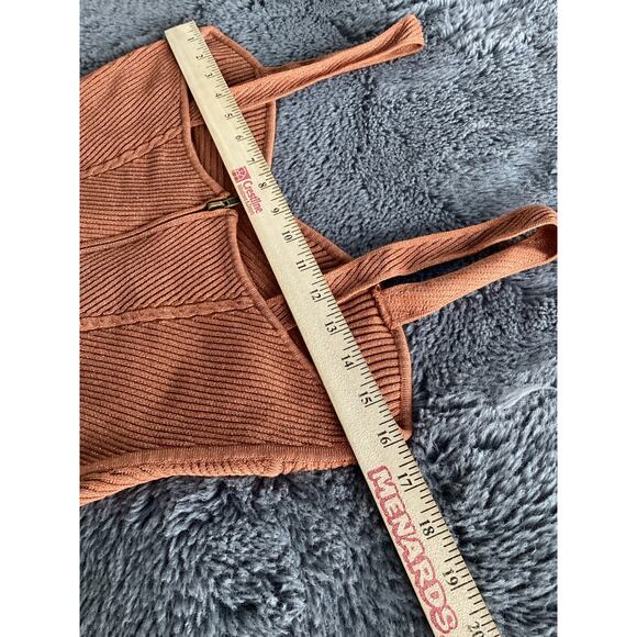 retrofete geneva cropped top ribbed knit in brown Lurex women's size large - Picture 8 of 11